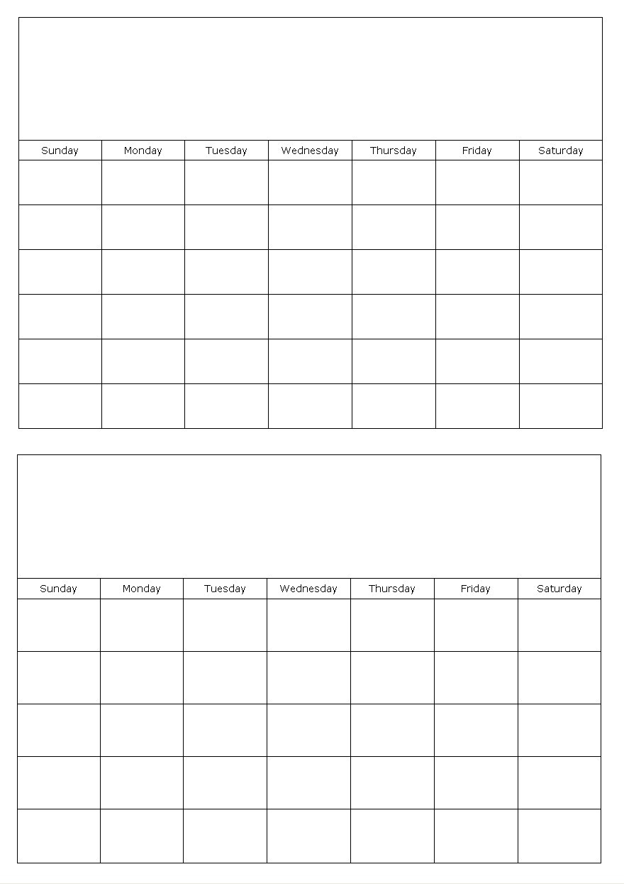 Two Months On A Page Blank Calendar Template-2 Month Blank Calendar Template