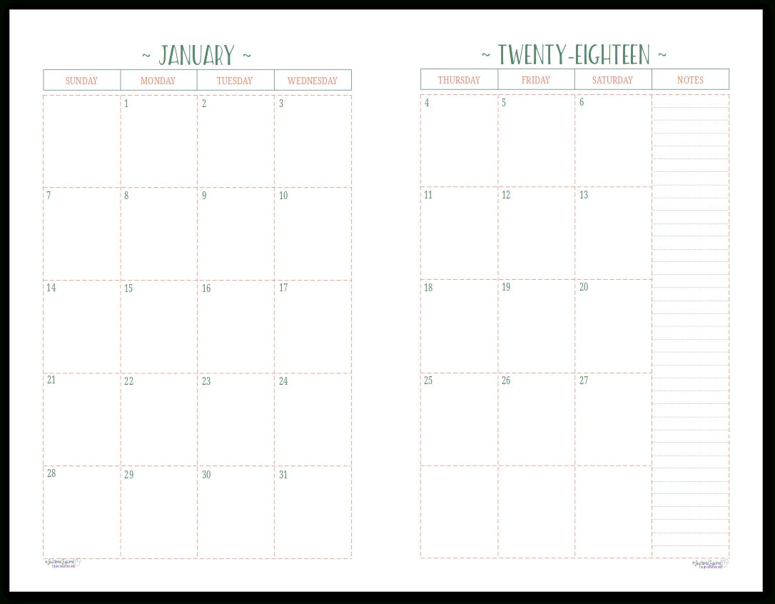Two Page Per Month 2018 Dated Calendars Are Ready-2 Page Monthly Calendar Printable