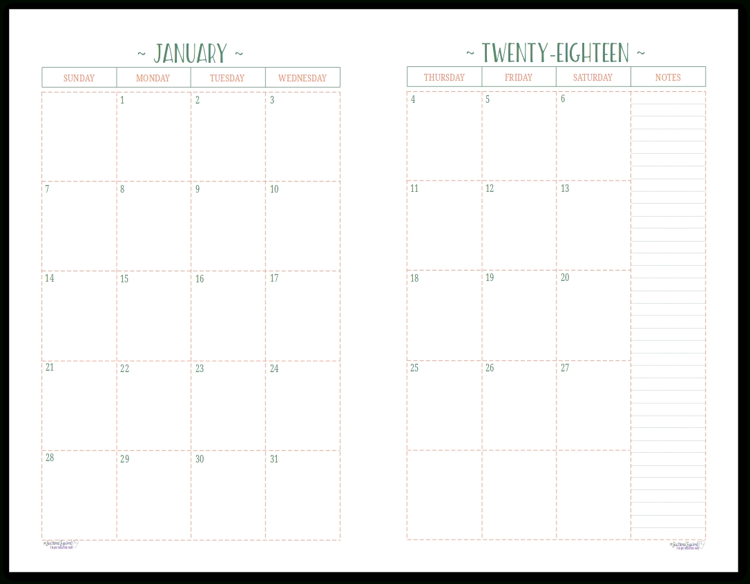 Monthly Calendar Printable 2 Page Calendar Template Printable