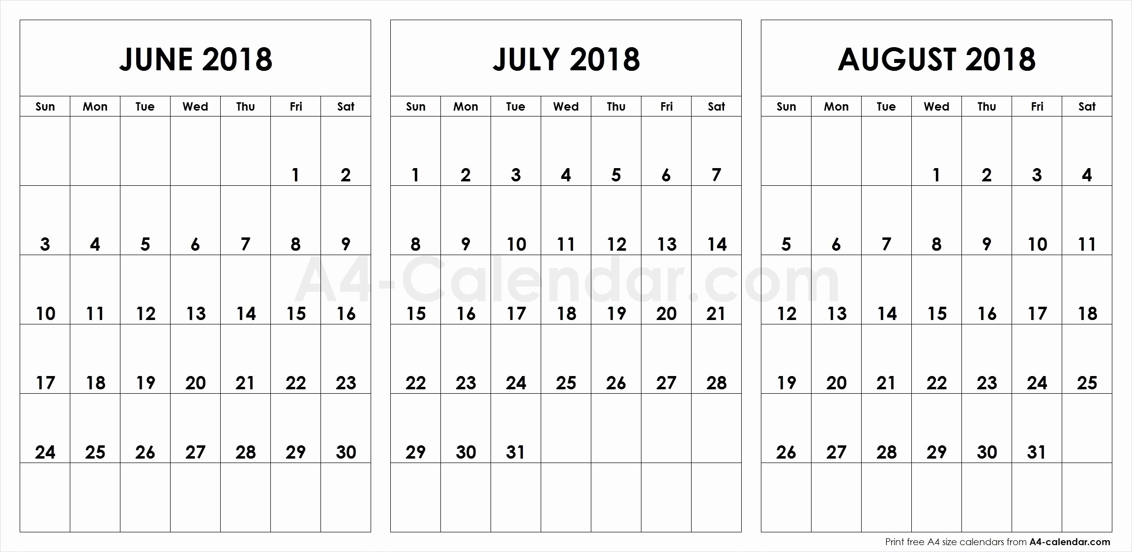 Unique 45 Illustration June July And August Printable-June July &amp;amp; August Blank Calendar