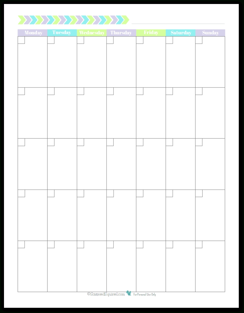 Blank Monthly Calendar Starting On Monday Calendar Template Printable Blank Monthly Calendar