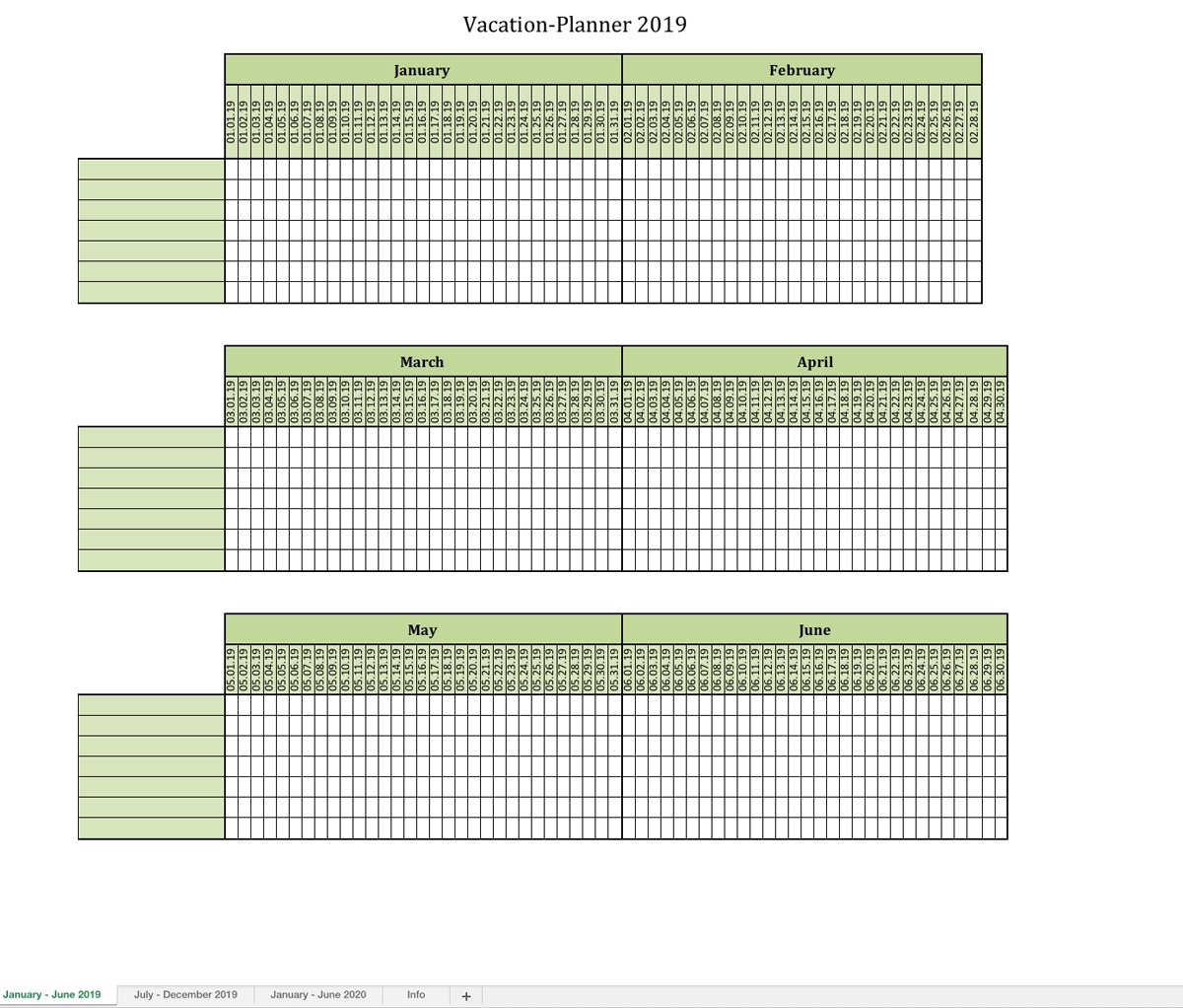 Vacation-Planner 2019 | Excel Templates For Every Purpose-Vacation Calendar Template Free