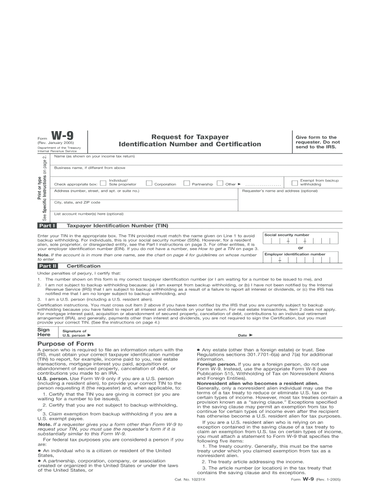 Printable Blank W9 Form