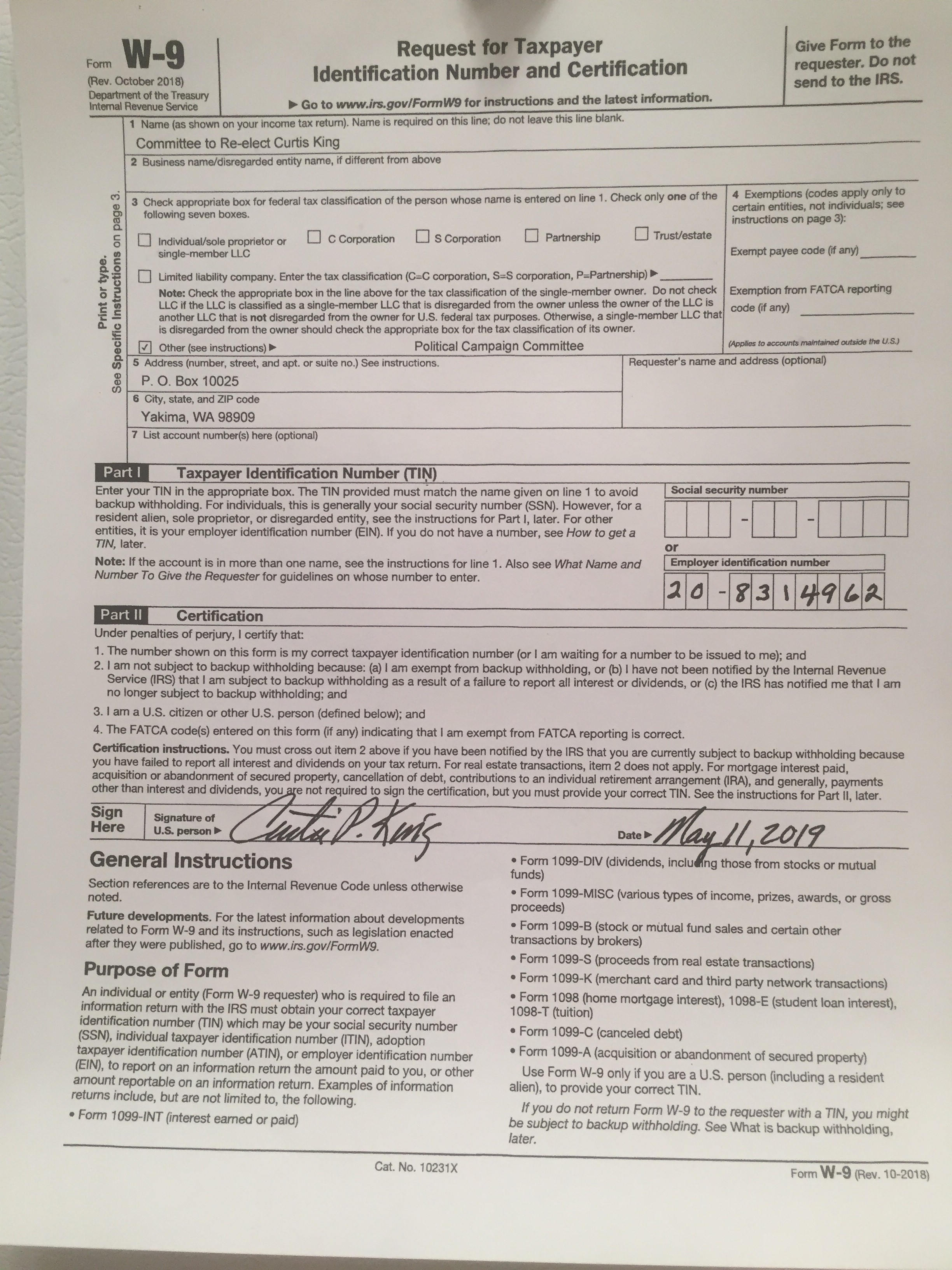 W9&#039;s | Senate Republican Campaign Committee-2020 Form W9 Blank