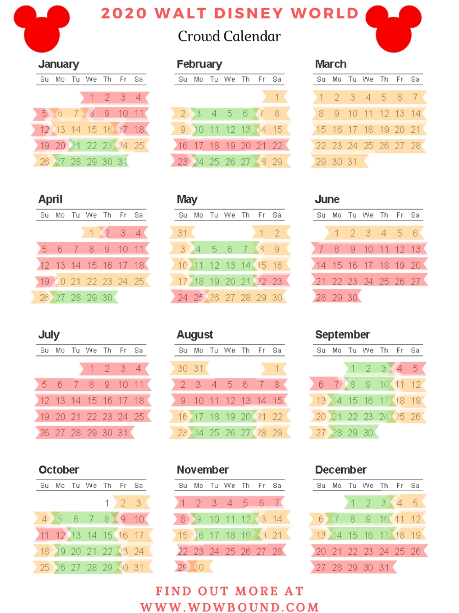 Walt Disney World Crowd Calendar 2020 - |-Disney Crowd Calendar January 2020