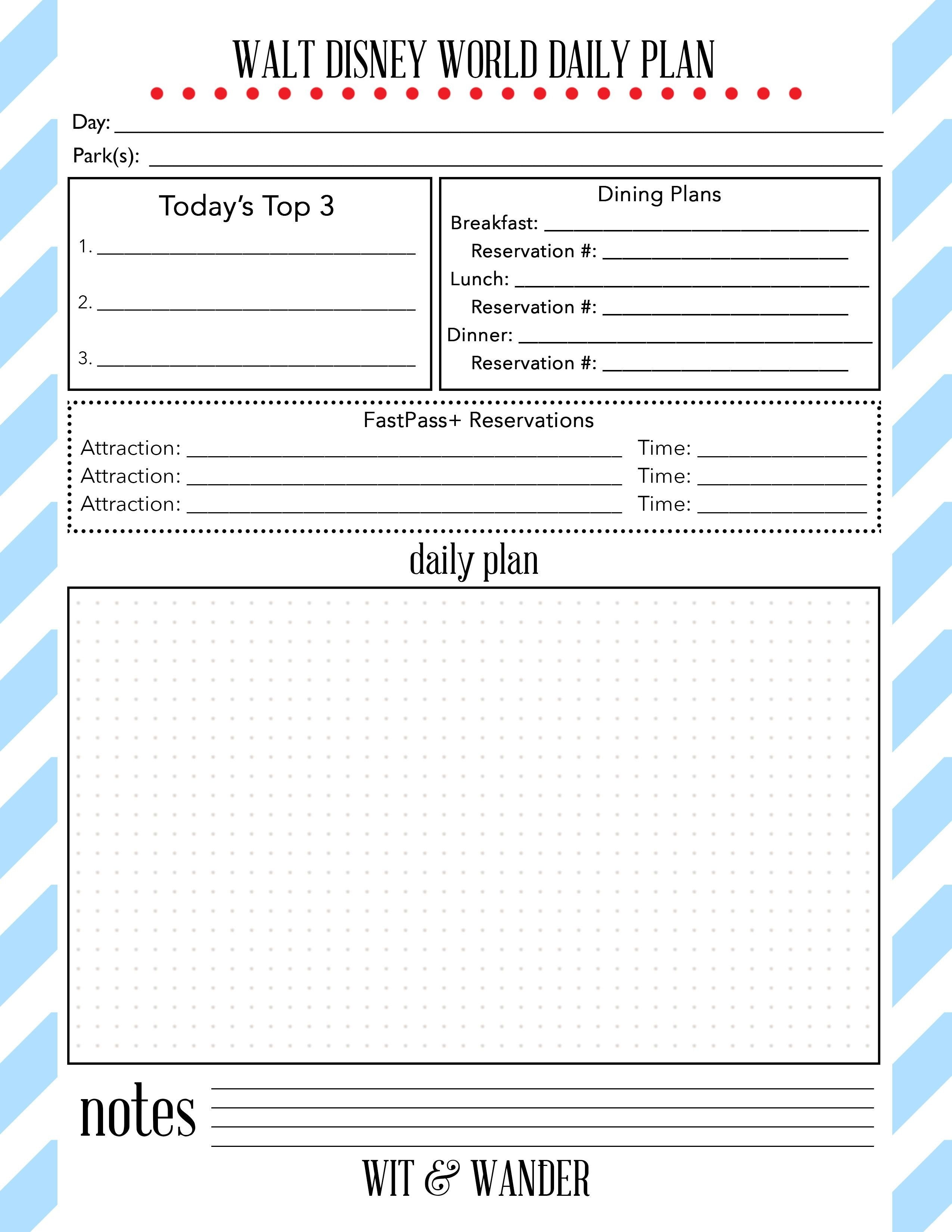 Walt Disney World Free Printables In 2019 | Disney 2017-Disney World Itinerary Template Pdf