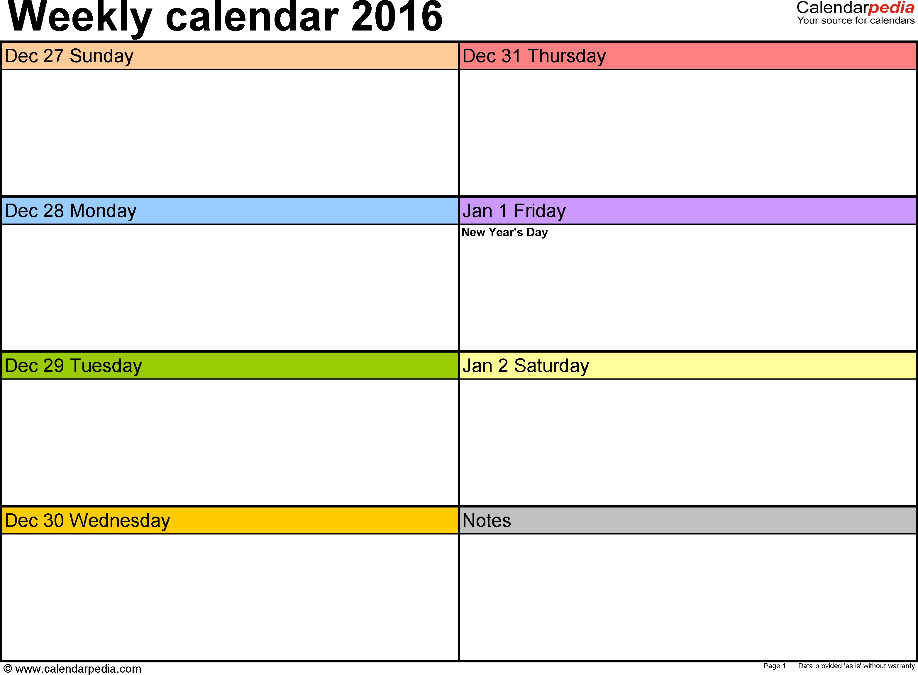 Weekly Calendar 2016 For Word - 12 Free Printable Templates-Free Blank Printable Calendar Templatemondaystart