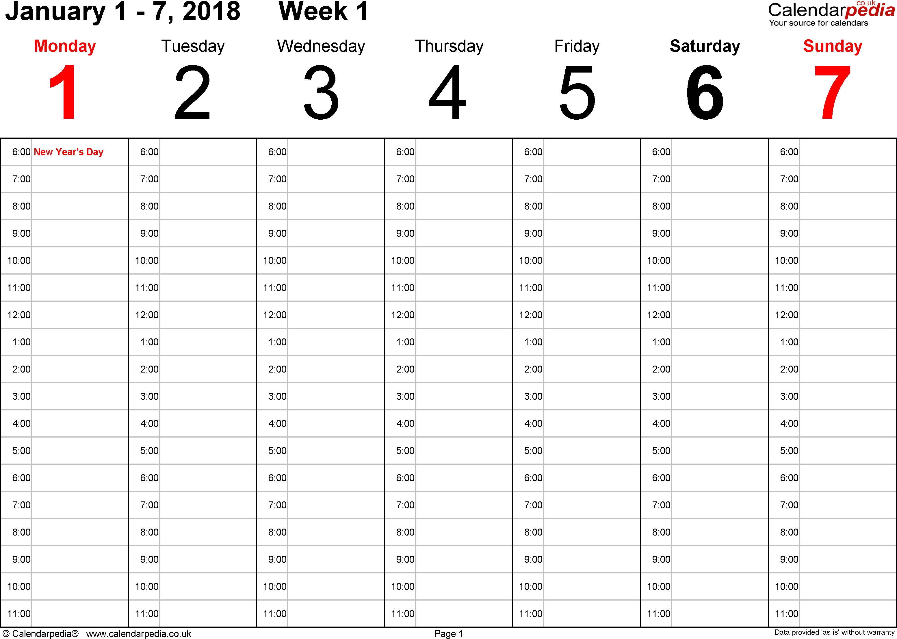 Weekly Calendar 2018 Uk - Free Printable Templates For Word-7 Weeks Calendar Template