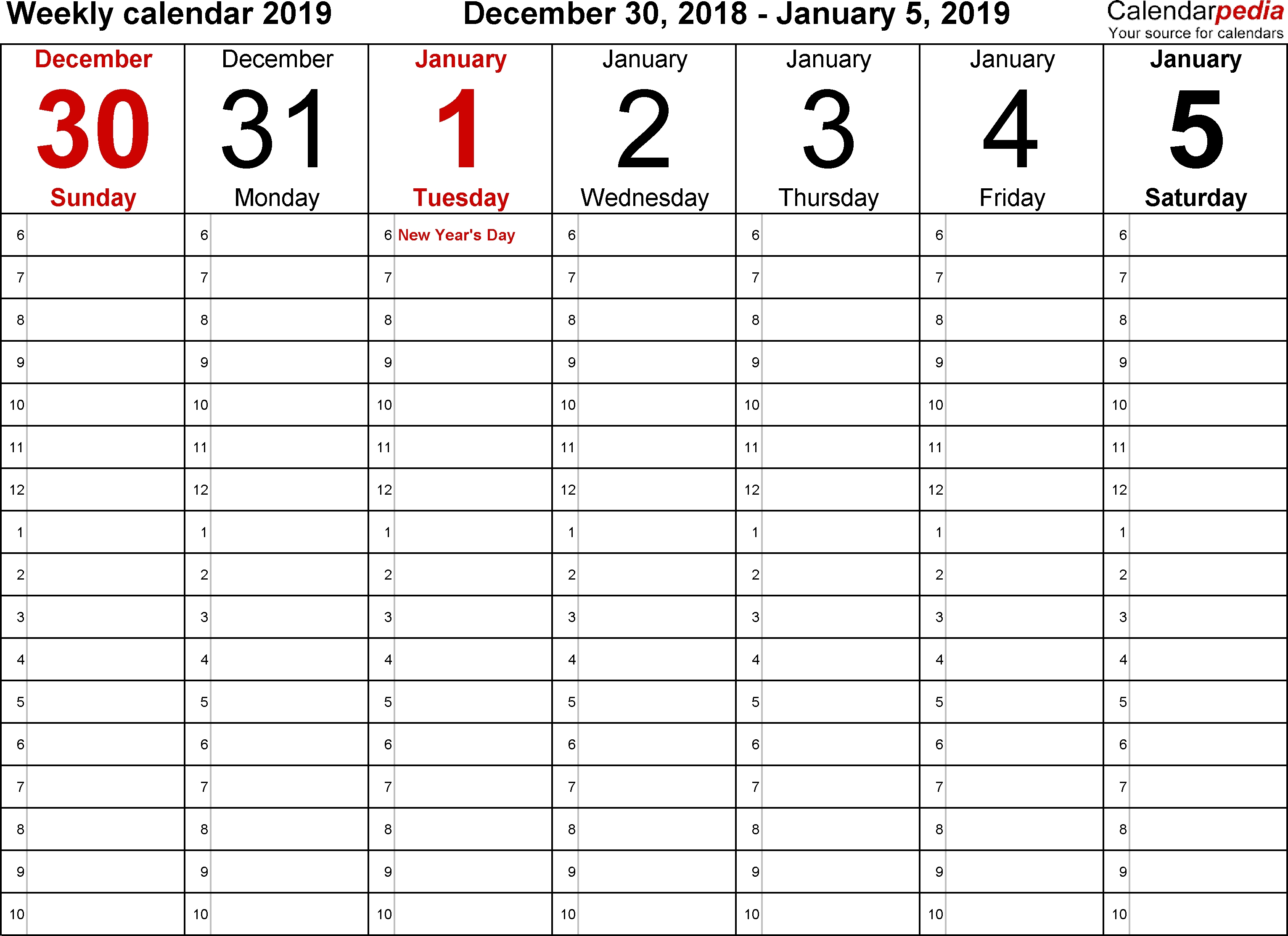 Weekly Calendar 2019 For Word - 12 Free Printable Templates-5X8 Calendar Free Template