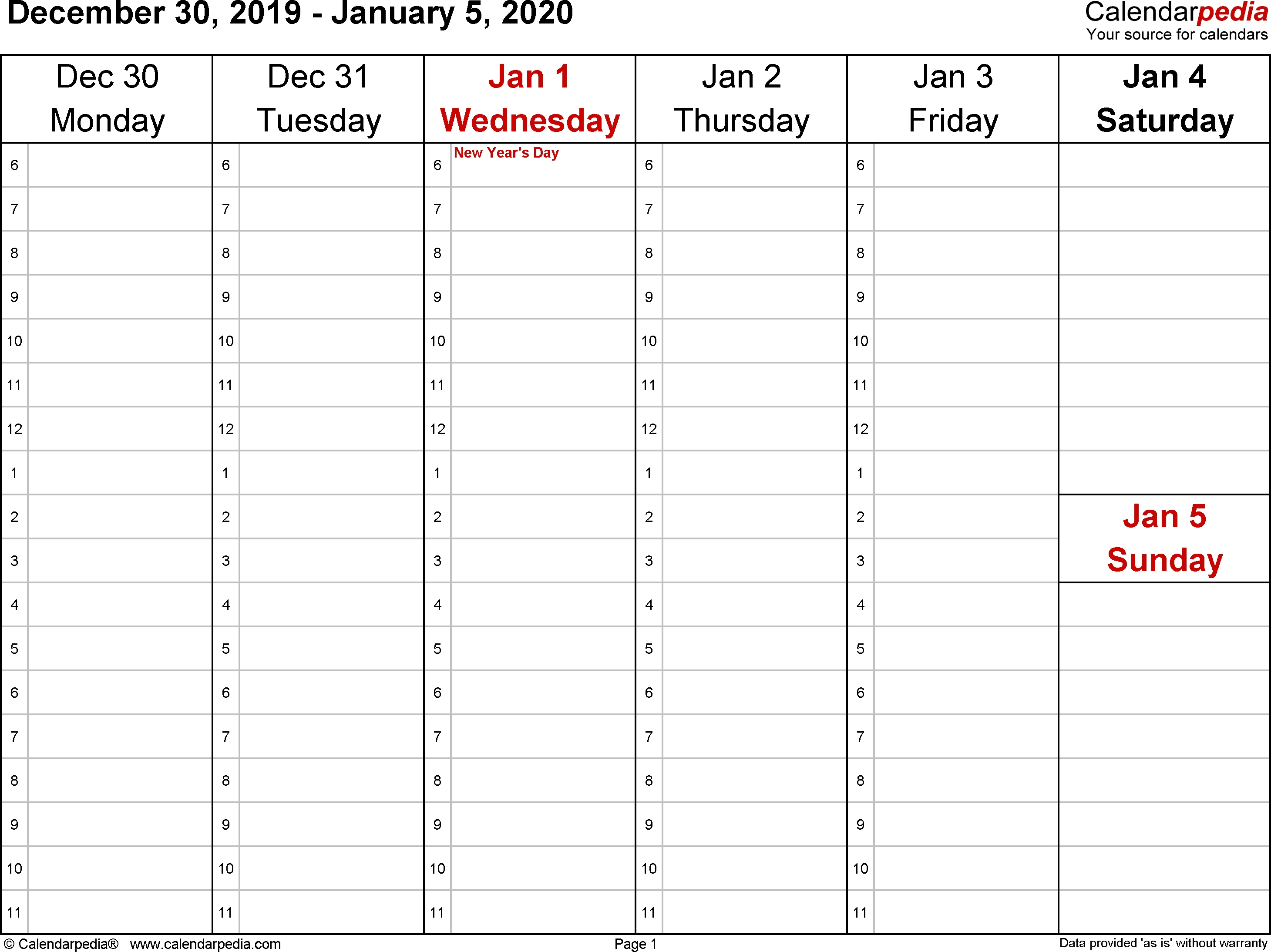 Weekly Calendar 2020 For Word - 12 Free Printable Templates-Blank 5 Day Calendar 2020