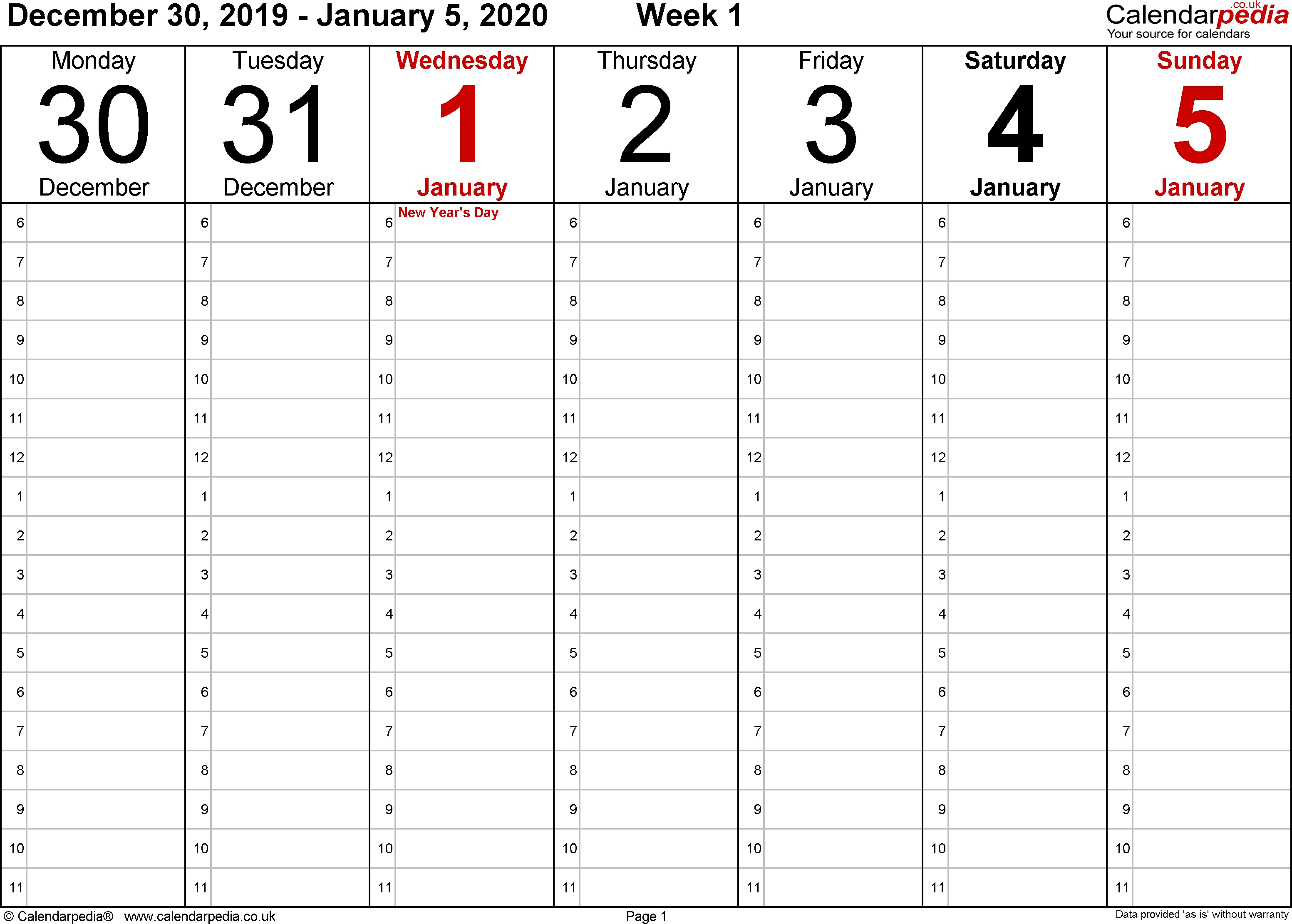 Weekly Calendar 2020 Uk - Free Printable Templates For Excel-Weekly Calendar 2020 Template Students 7 Days A Week
