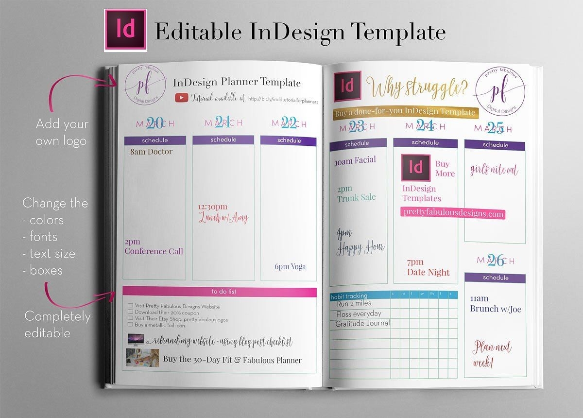 Weekly Calendar | Indesign Template By Indesign Templates On-Planner Templates For Indesign