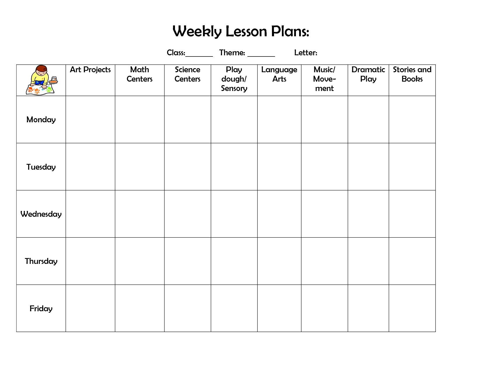 Weekly Lesson Plan | Lesson Plan Template | Preschool Lesson-Weekly Lesson Plan Blank Template