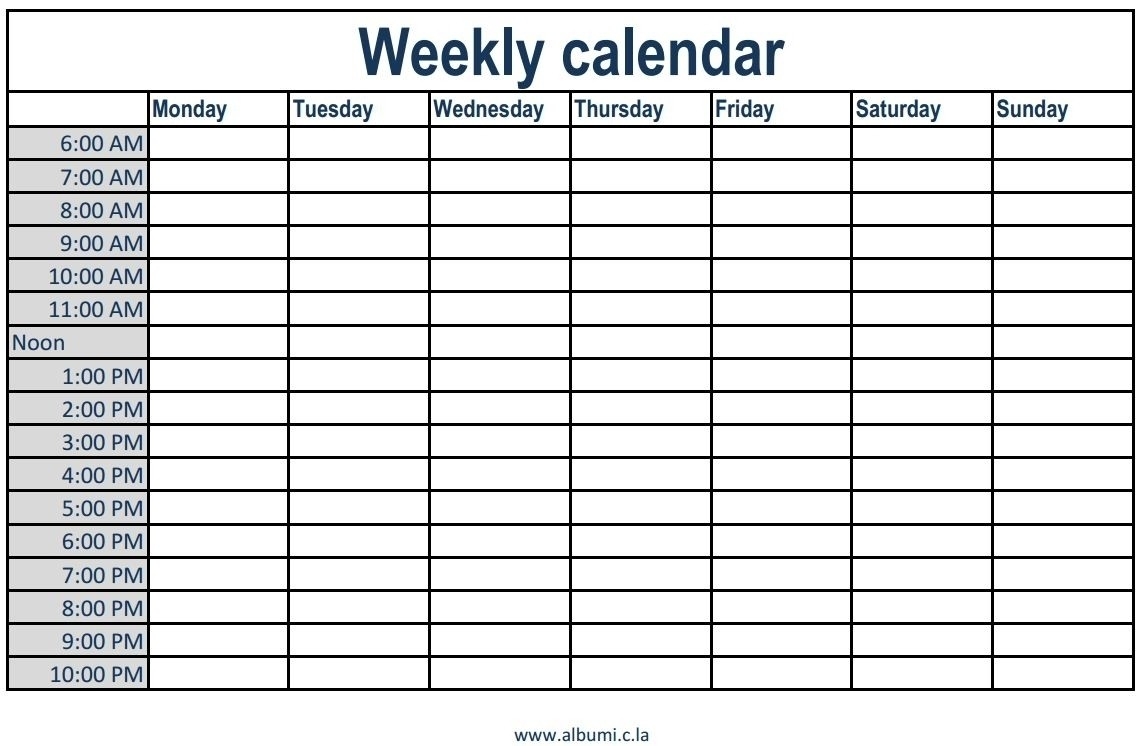 Weekly Schedule With Blank Time Slots | Calendar Printing-Monday-Friday Blank Weekly Schedule