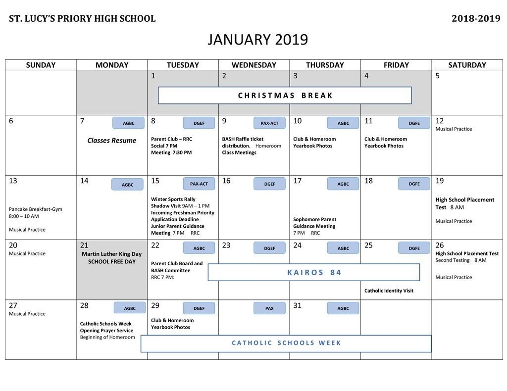 January 2020 Regents Calendar Calendar Template Printable