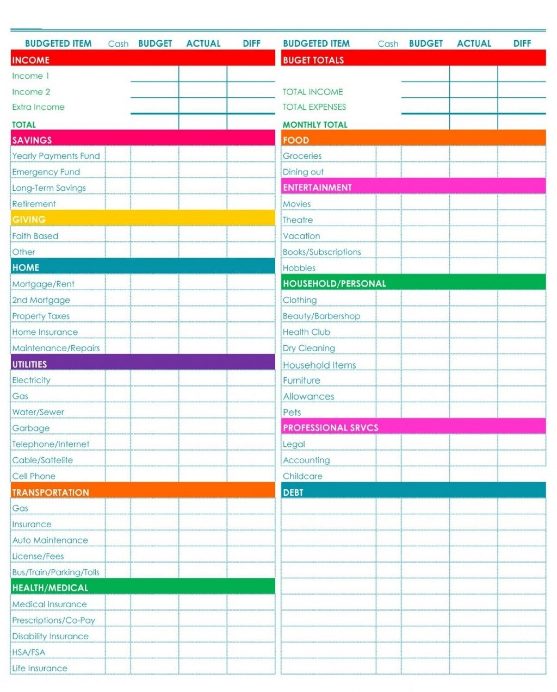 005 Household Budget Template Printable Uk Ideas Free-Bill Planner Template Printable Calendar