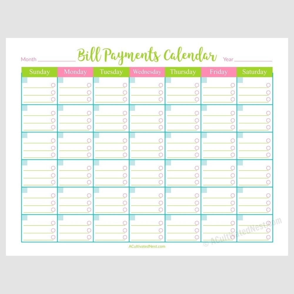 011 Printable Calendar For Billing Template Ideas Best Bill-Free Printable Monthly Bills Chart