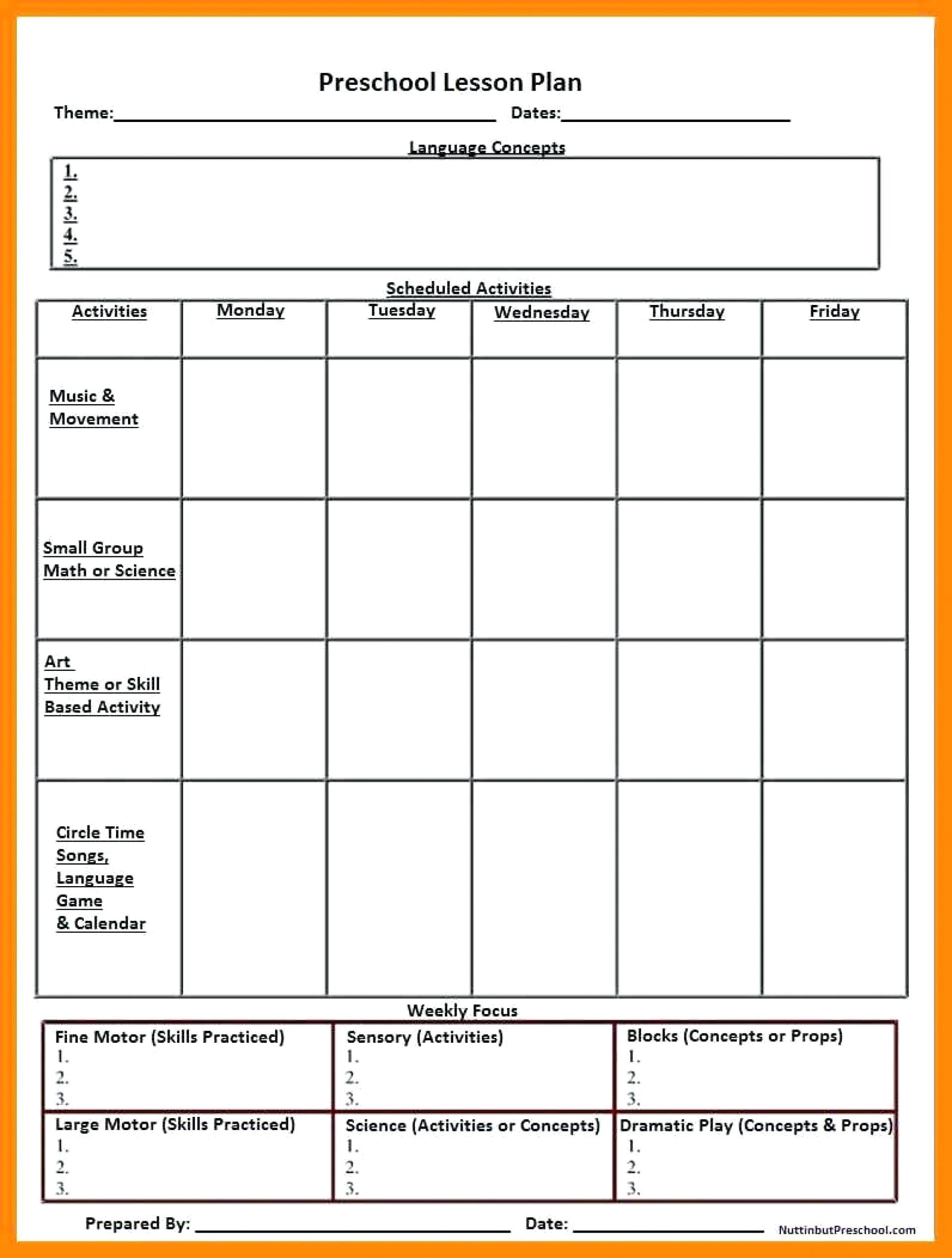 printable template childcare lesson plan 2020 calendar template printable