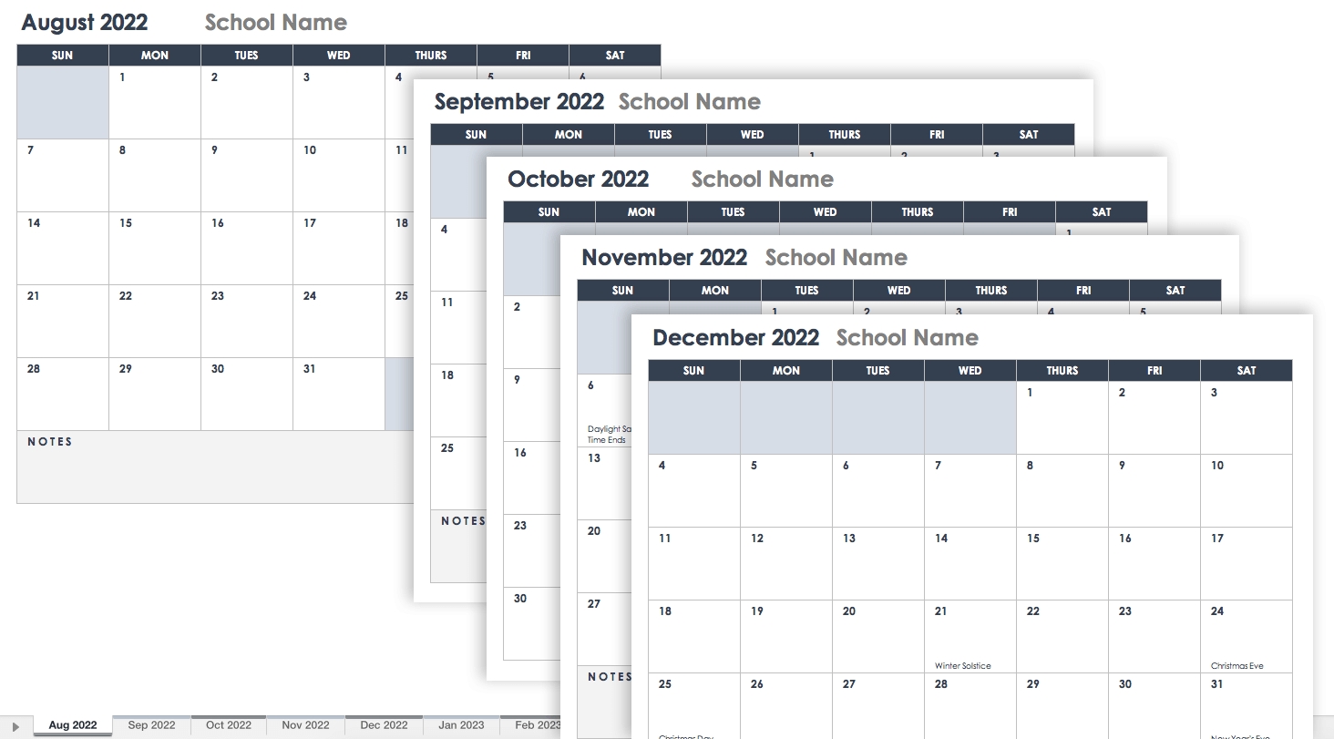 15 Free Monthly Calendar Templates | Smartsheet-School Calendar Template Google Sheets