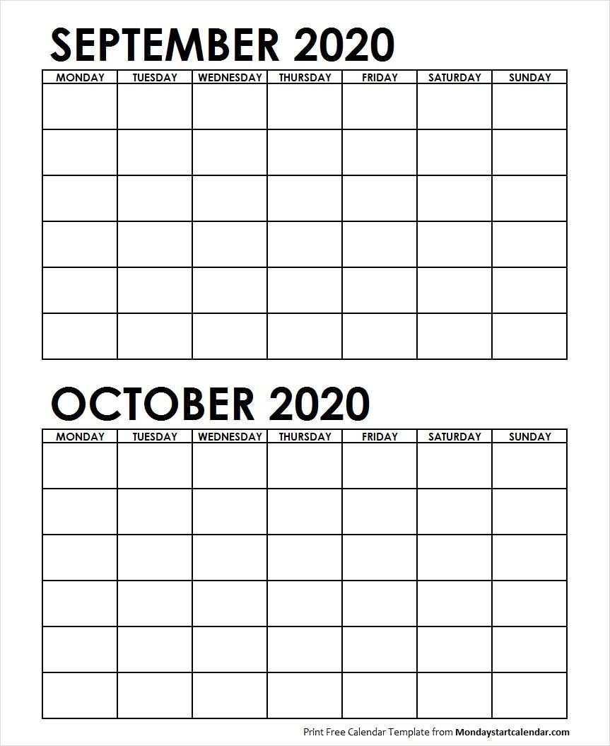 2 Monthly Blank Calendar September October 2020 | Calendar-2 Monthly Printable Calender