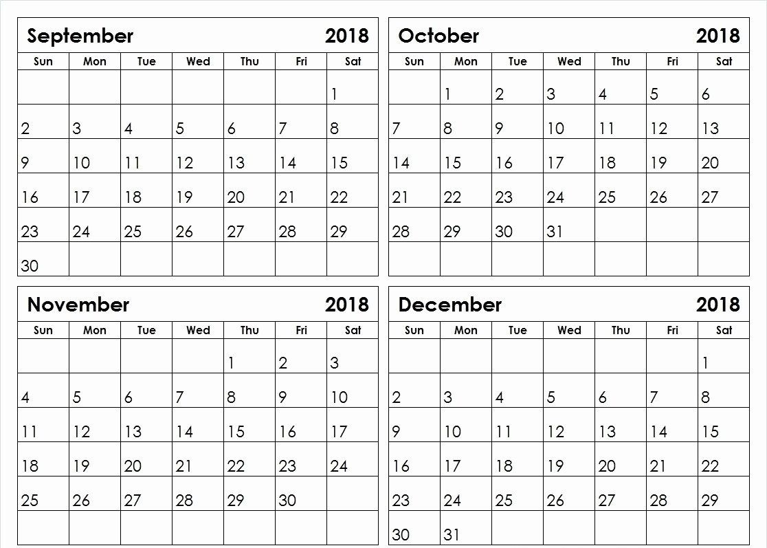 2018 4 Month Calendar Printable | 2018 Printable Calendar-Printable Blank Four Month Calendar