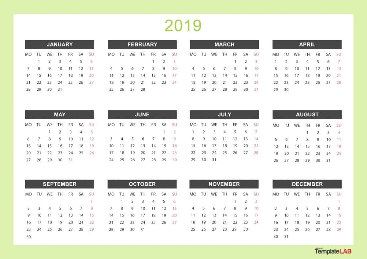 2019 Printable Calendars [Monthly, With Holidays, Yearly] ᐅ-Monthly Goal Calendar Template