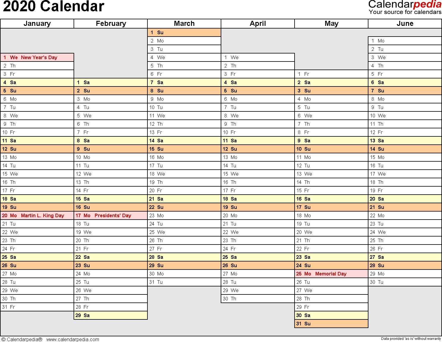 2020 Calendar - 18 Free Printable Word Calendar Templates-Print Blank Attendance Calendar 2020