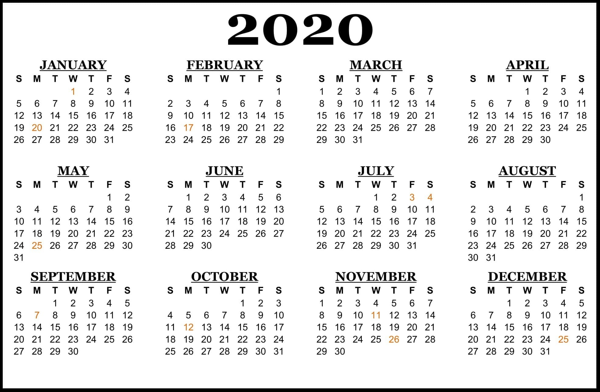 2020-Calendar-Us-Holidays-April Holidays 2020 In South Africa