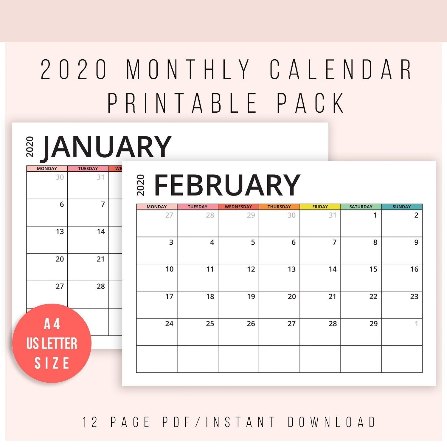 2020 Monthly Calendar Printable | Calendar 2020 Pdf | 2020-Printable Bill Calendar 2020 Monthly