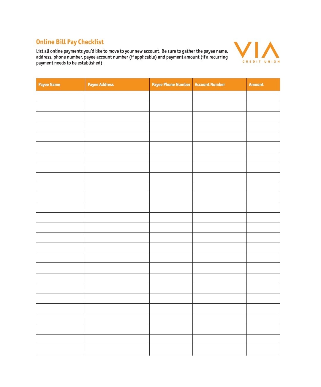 32 Free Bill Pay Checklists &amp; Bill Calendars (Pdf, Word &amp; Excel)-Blank Monthly Checklist Printable
