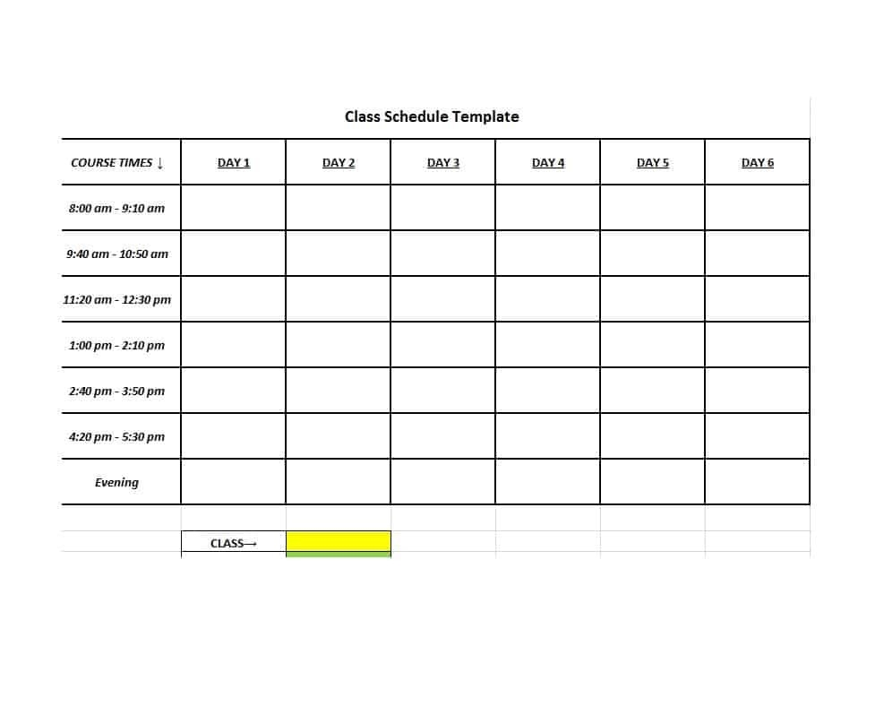 36 College Class Schedule Templates [Weekly/daily/monthly]-Blank Preschool Class Calendar