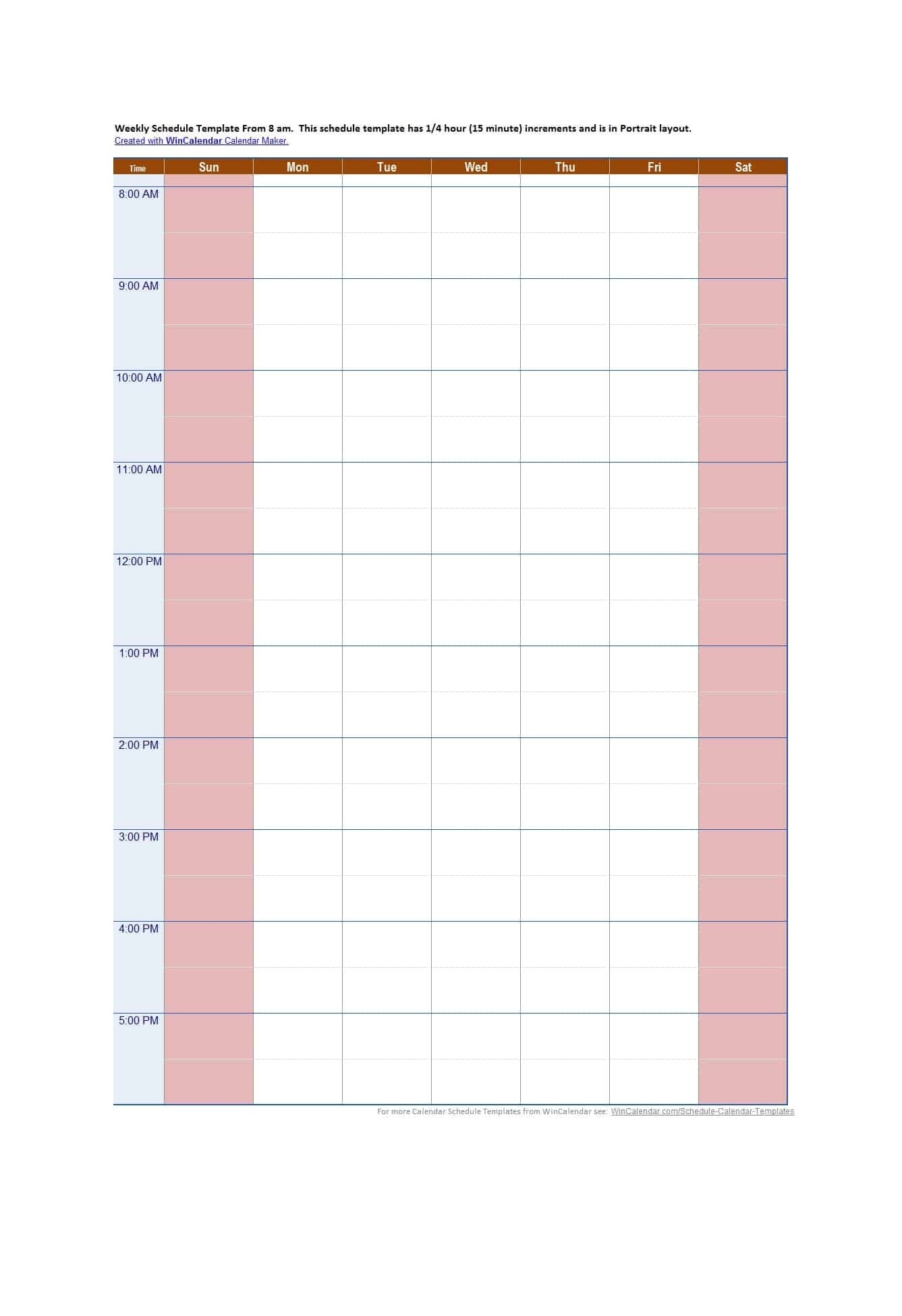 43 Effective Hourly Schedule Templates (Excel &amp; Ms Word) ᐅ-Calender Templates Printable Hourly