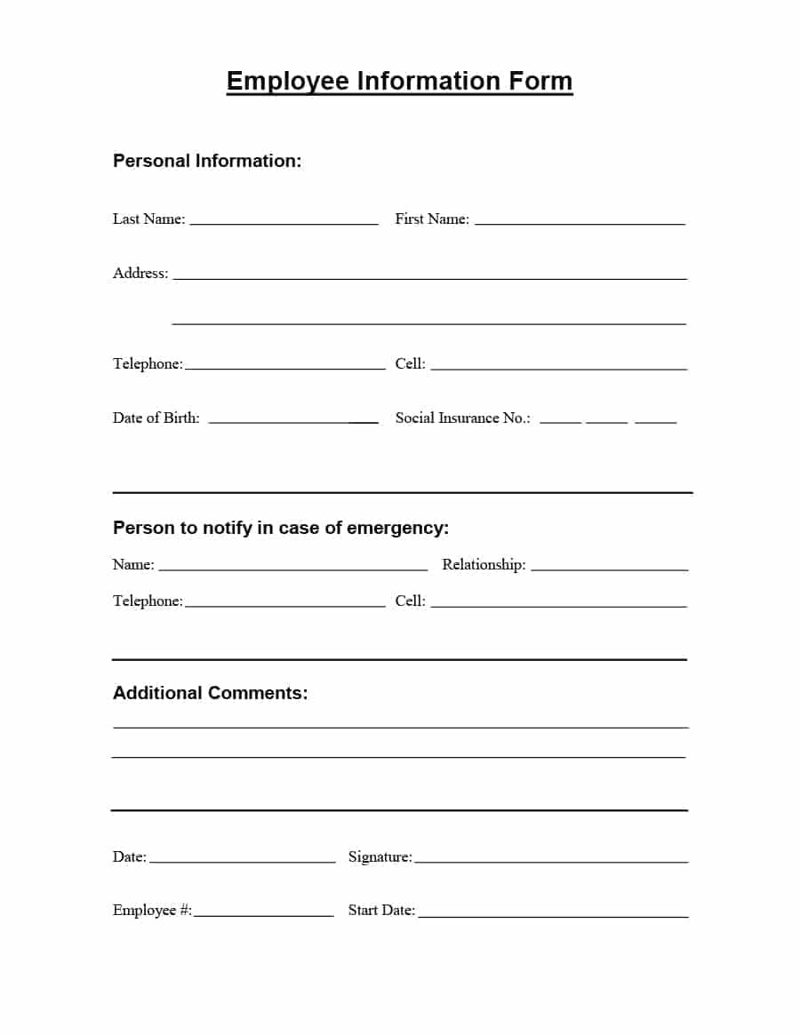 47 Printable Employee Information Forms (Personnel-Print Blank I 9 Form