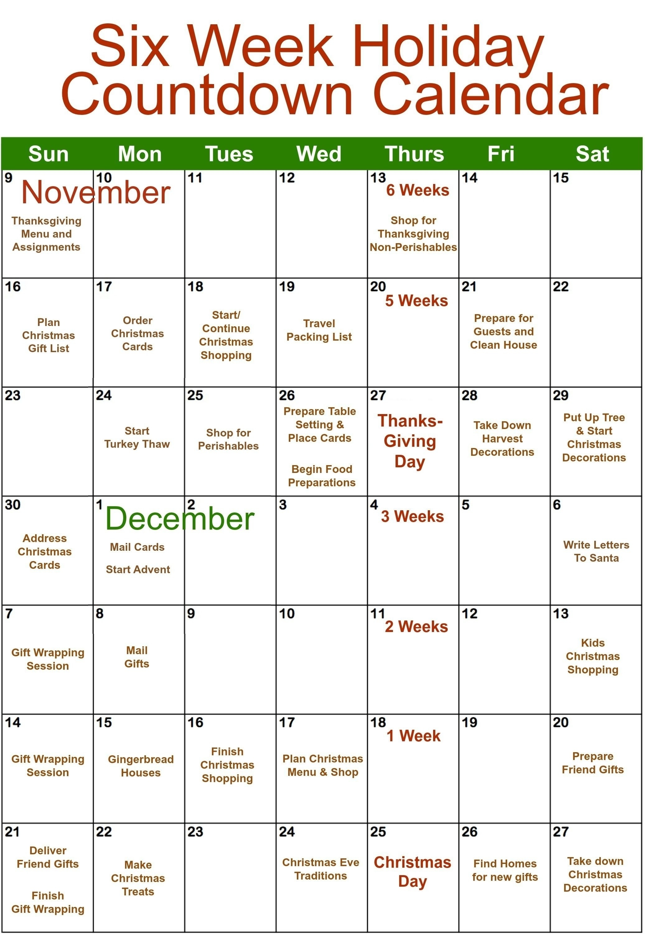 6 Week Countdown Calendar | One Page Calendar Printable-Microsoft Template Calendar Coundown