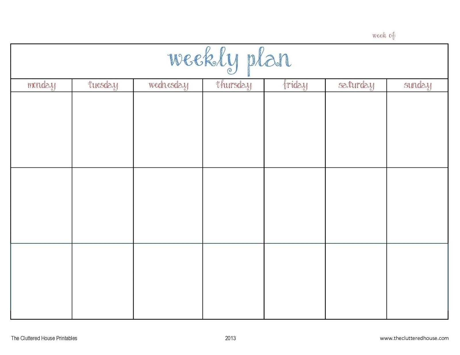 7 Day Blank Calendar - Wpa.wpart.co-7 Week Calendar Template