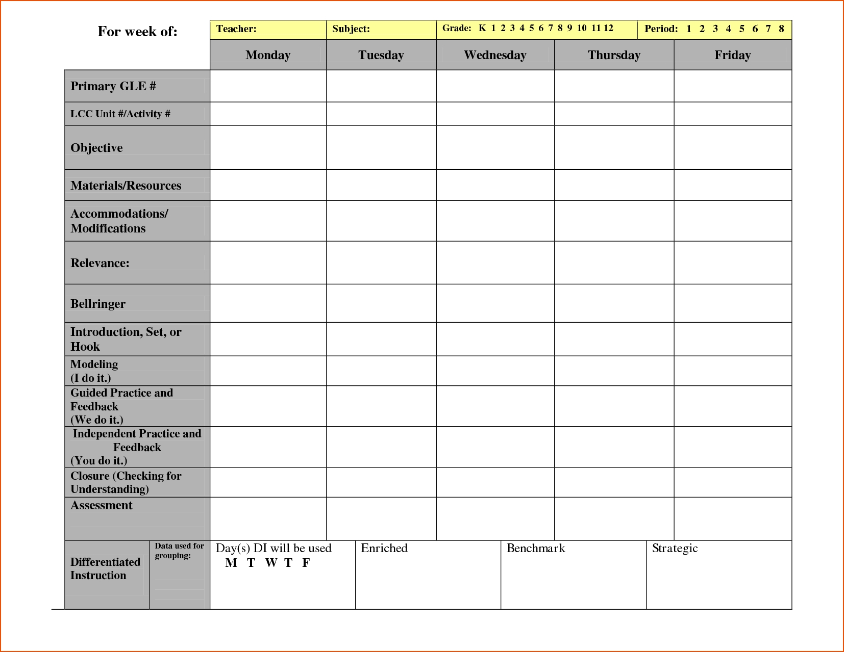 weekly lesson plan calendar template calendar template printable