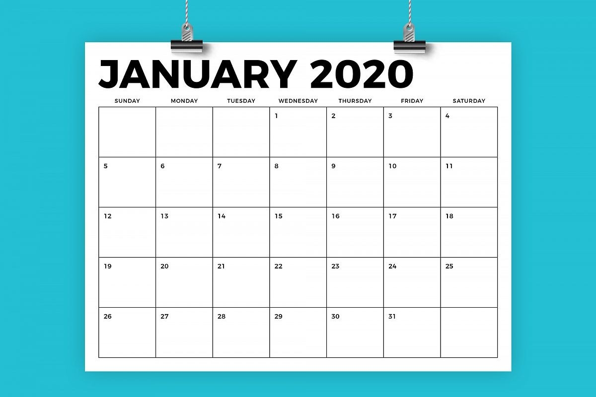 8.5 X 11 Inch Bold 2020 Calendar-Blank Monthly Calendar Printable 8.5 X 11