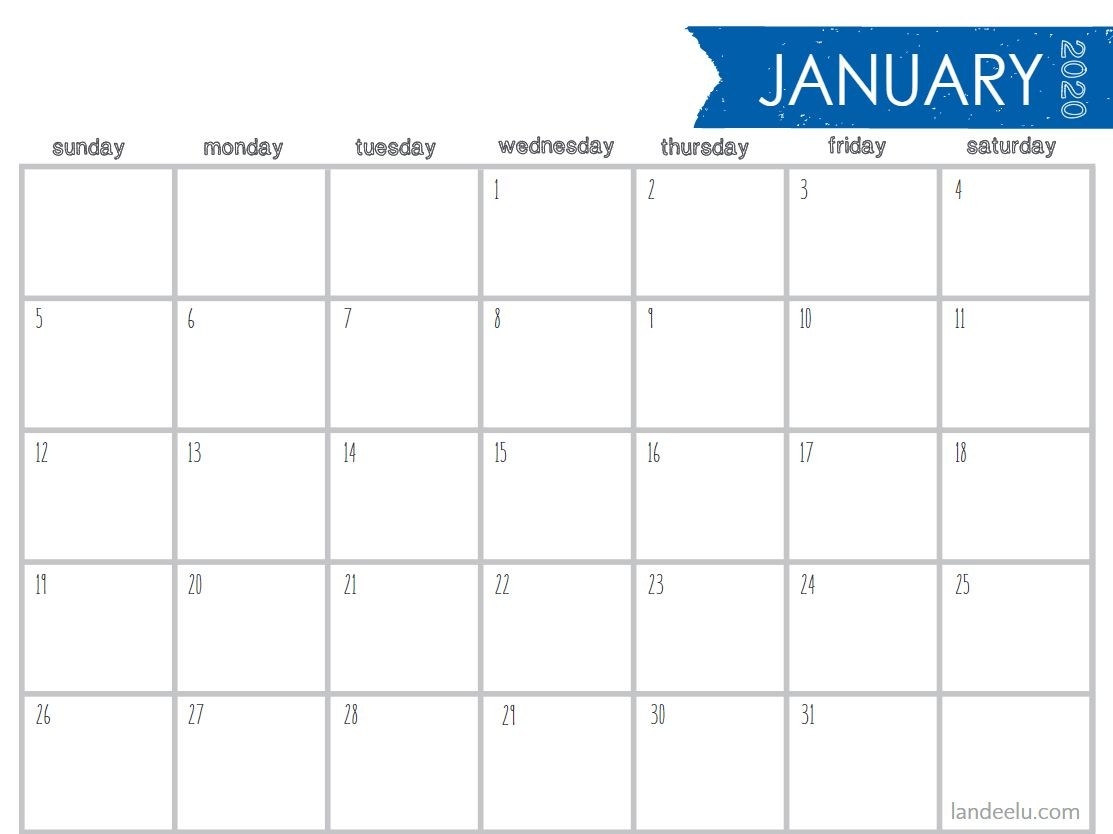 8 Stylish Free, Printable Calendars For 2020-4X6 Monthly Printable Planner Calendar