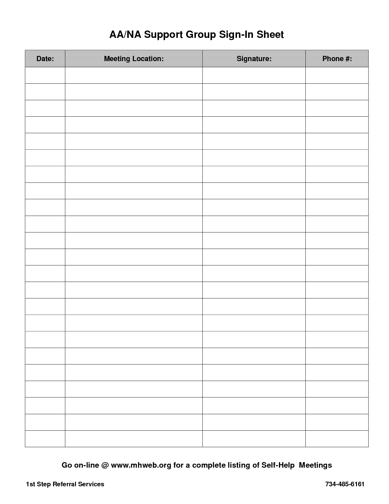 Aa Meeting Attendance Sheet Printable | Attendance Sheet-Meeting Attendance Tracker Template