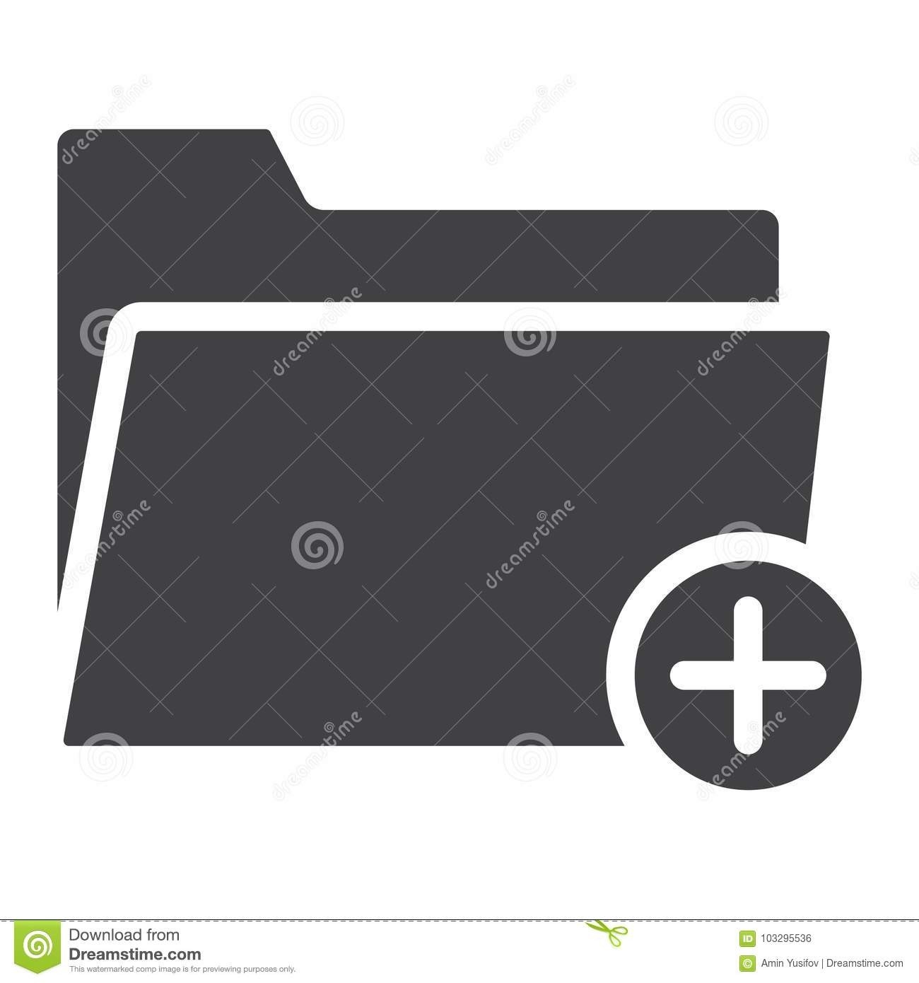 Add Folder Glyph Icon, Web And Mobile, Add File Stock Vector-Glyphicon Icon Is Blank