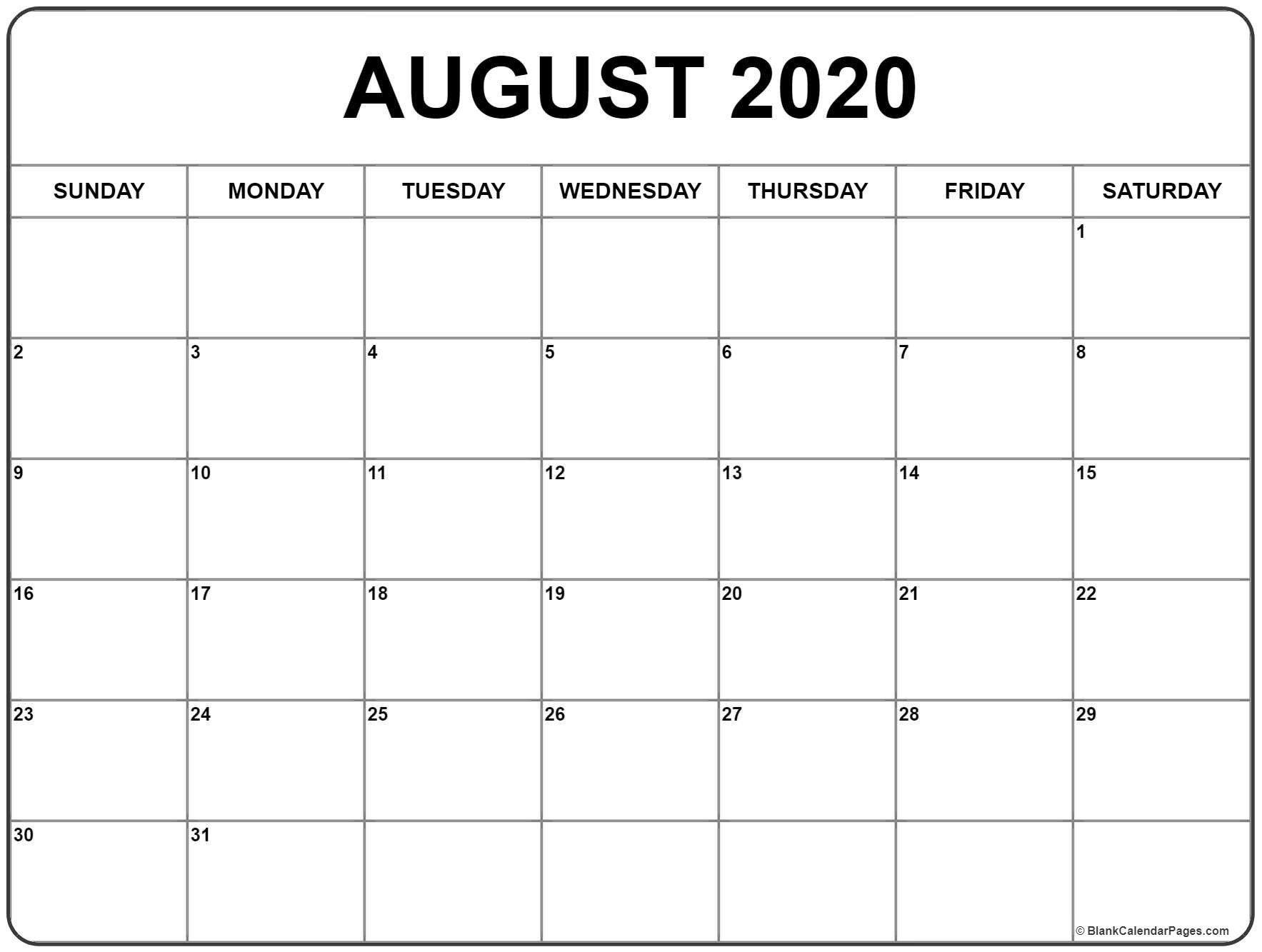 August 2020 Calendar | Free Printable Monthly Calendars-Blank Calendar For August 2020/monday-Friday