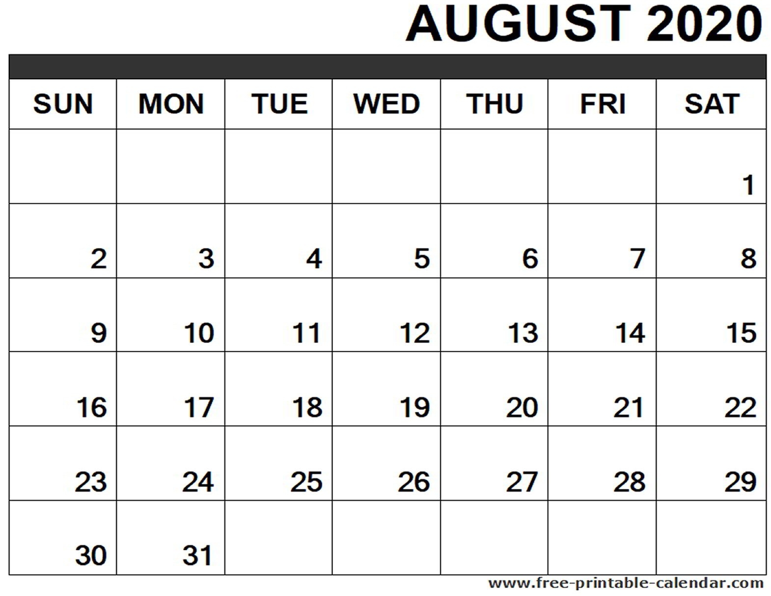 August 2020 Calendar Printable - Free-Printable-Calendar-Monthly Calendar July August 2020