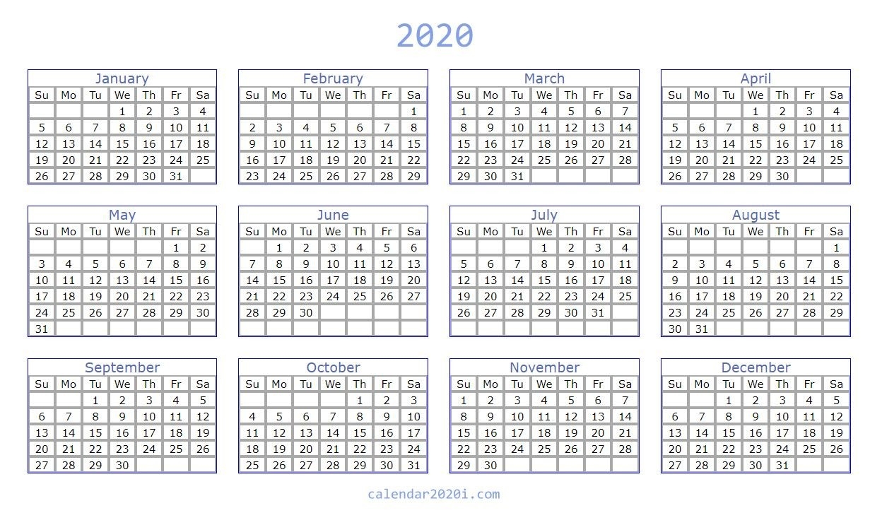 Blank 2020 Calendar Printable Templates | Calendar 2020-Microsoft Word 2020 Calendar Template