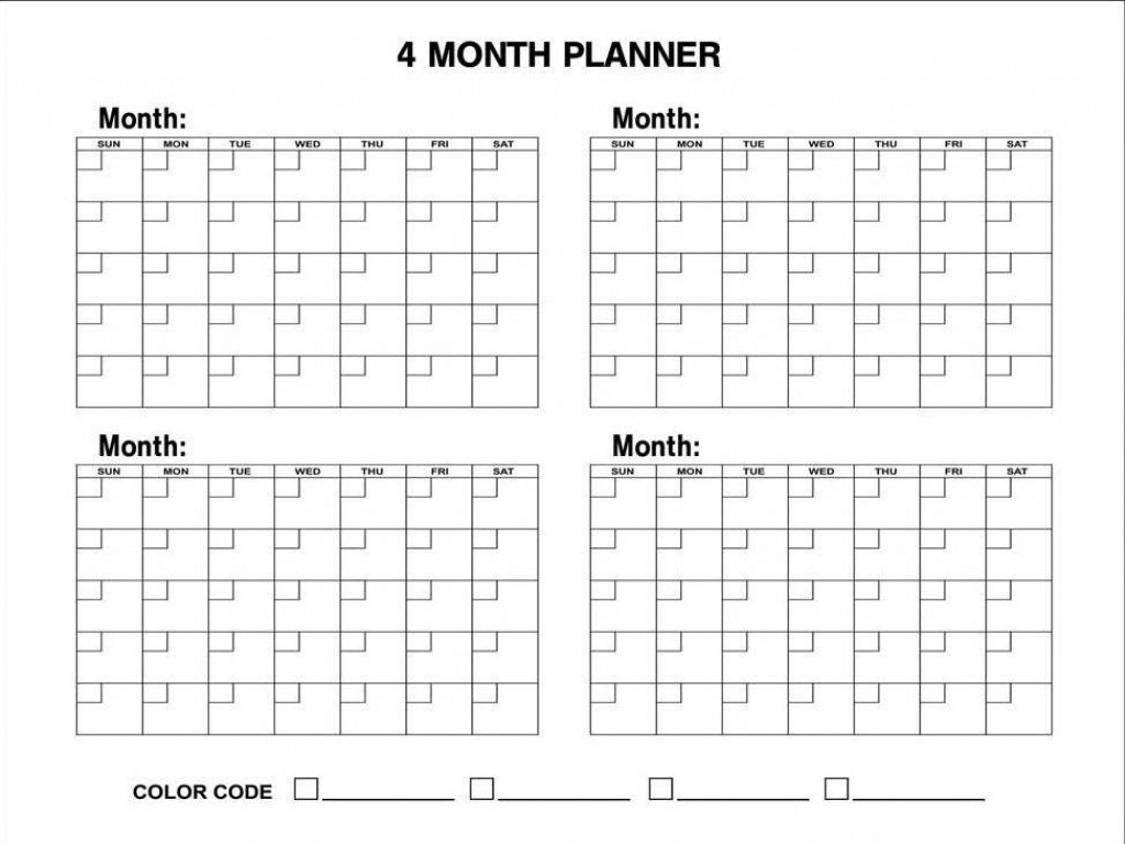 Blank 4 Month Calendar | Monthly Printable Calender-4 Month Blank Calander