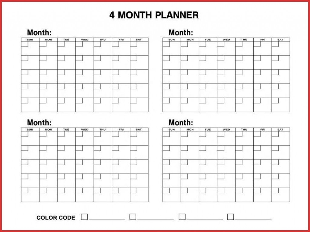 Blank 4 Month Calendar | Monthly Printable Calender-4 Month Blank Calendar Printable