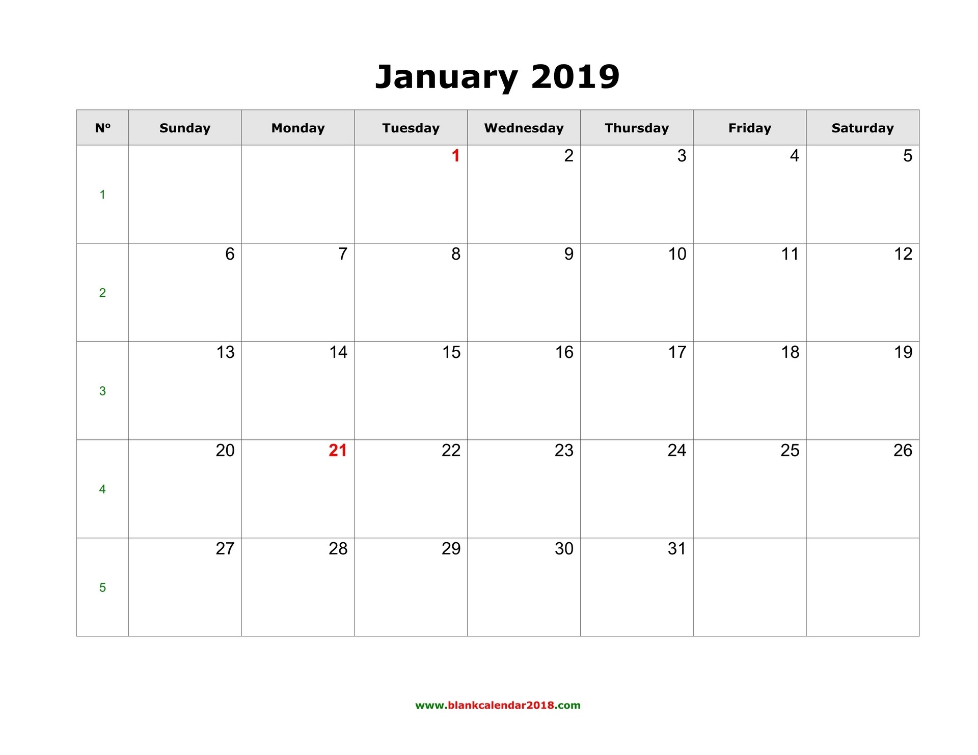 Blank Calendar 2019-8 X 10 Prinable Blank Monthly Calendar