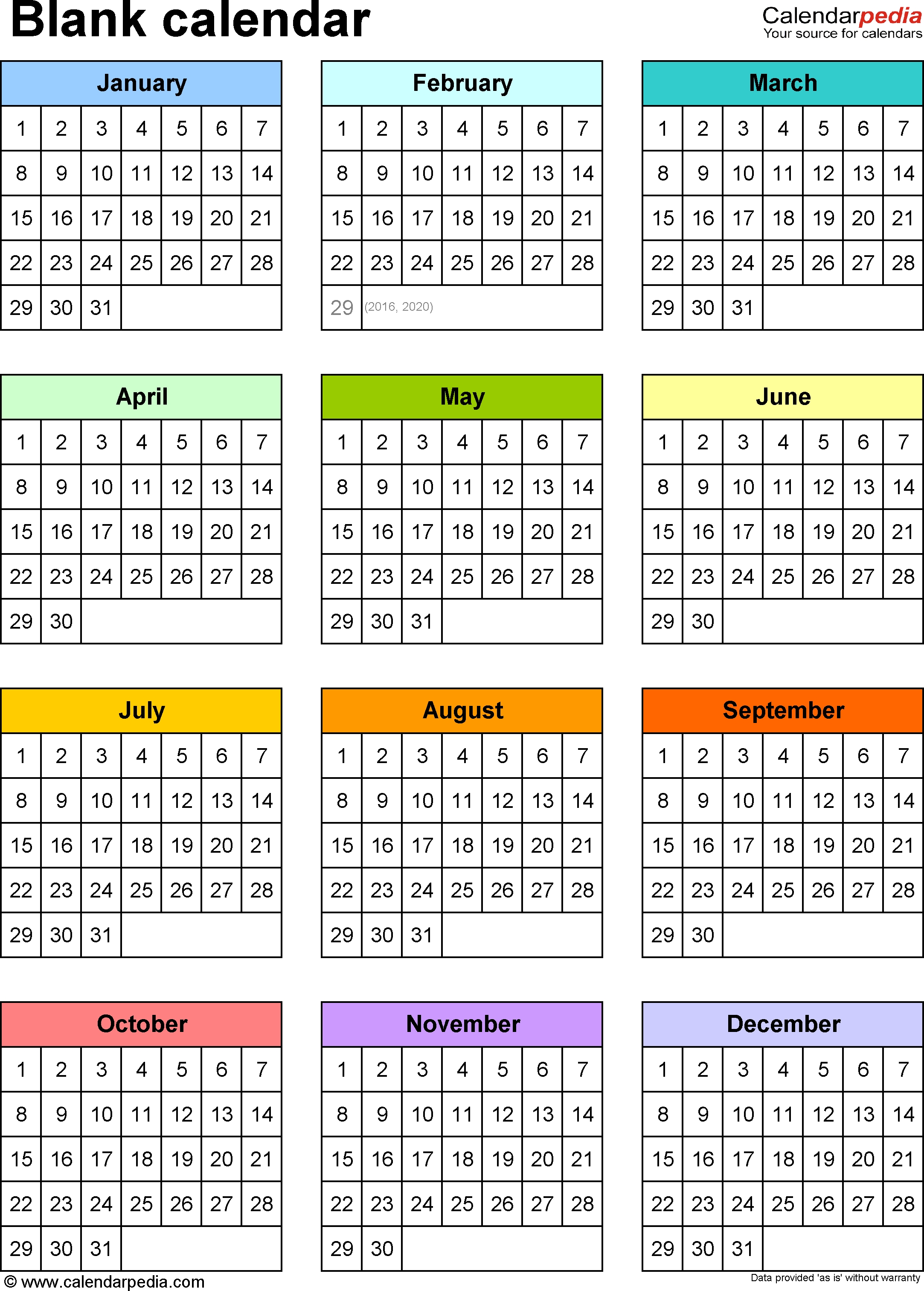 Blank Calendars - Free Printable Microsoft Excel Templates-Blank 6-Month Calendar Template