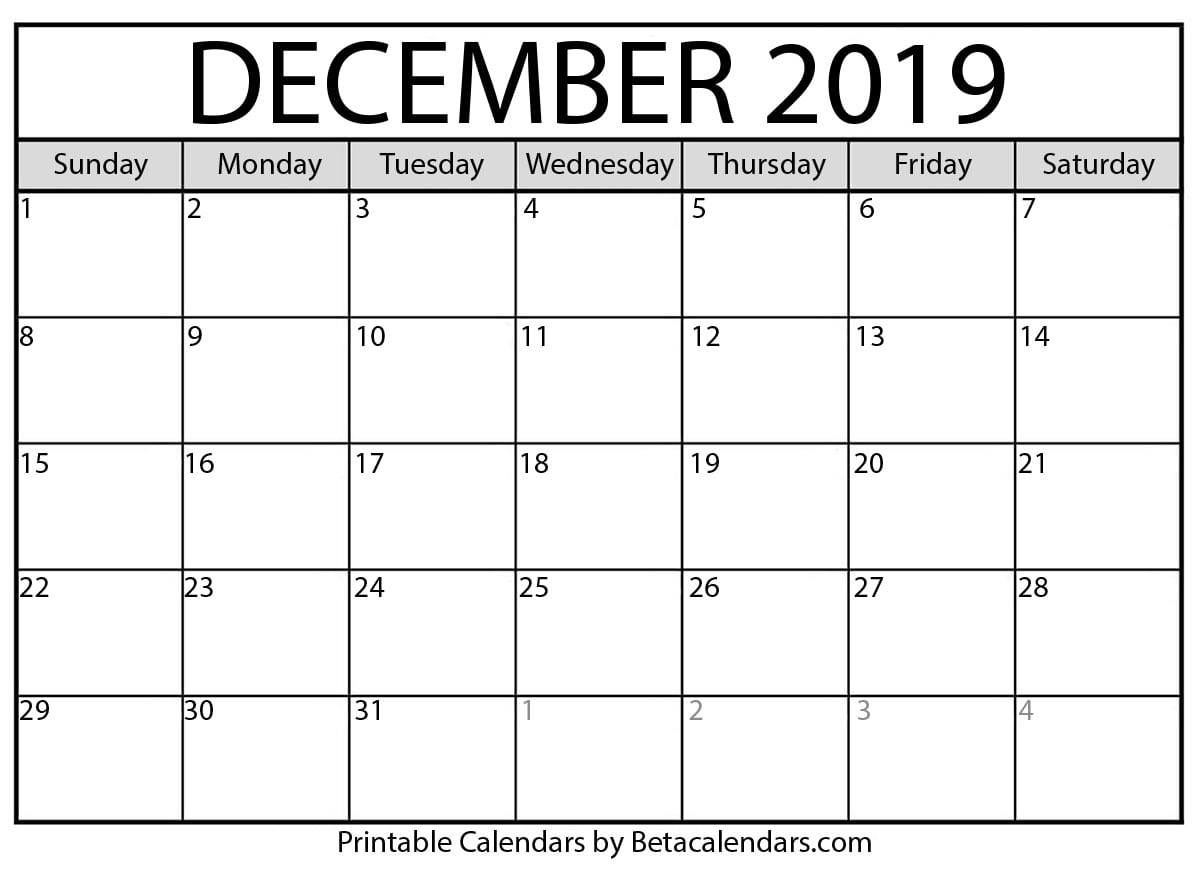 Blank December 2019 Calendar Printable - Beta Calendars-Disney Printable Calendar 2020 Monthly