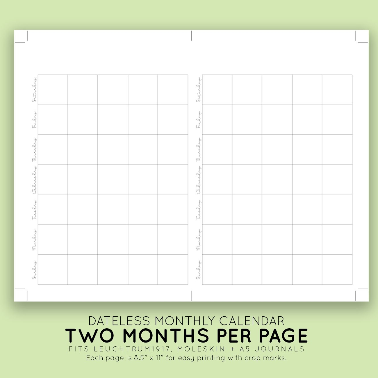 Blank Monthly Printable Calendar | Laura Kinker Designs-Monthly Calendar With No Dates