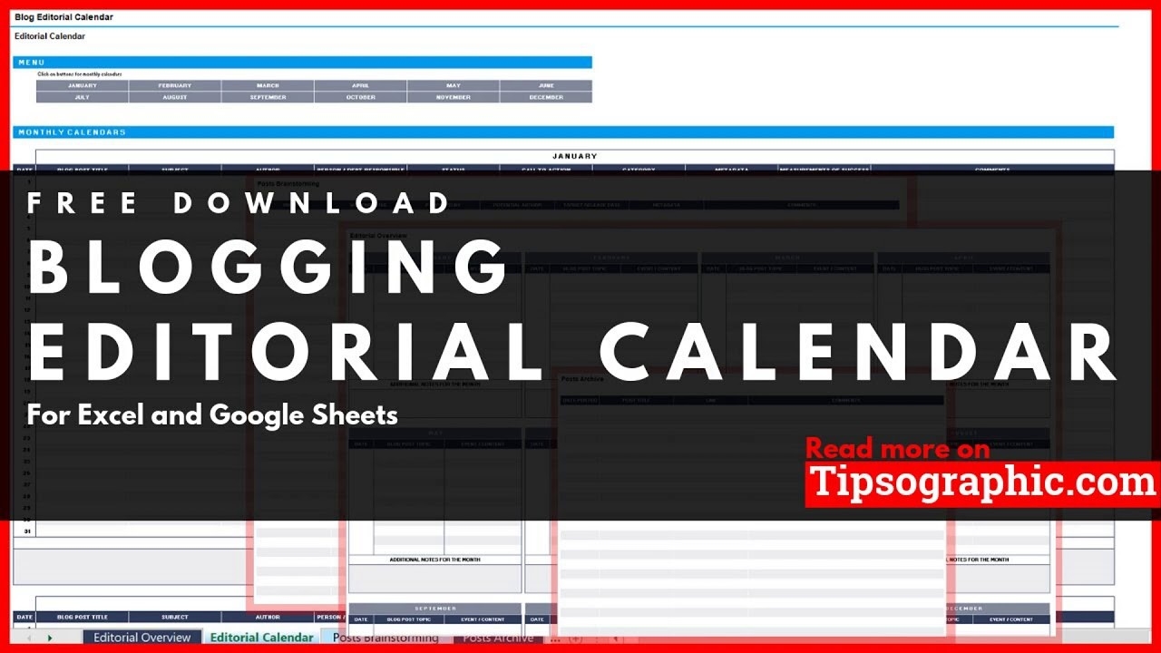 Blog Editorial Calendar Template For Excel, Free Download-Blog Post Schedule Template 2020